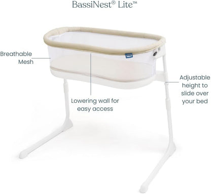 HALO® BassiNest® Lite – Breathable Baby Bassinet Slides Over Bed with Mesh Walls for Airflow &