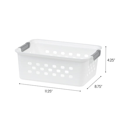 IRIS USA 8-Pack, Small Plastic Storage Basket, White