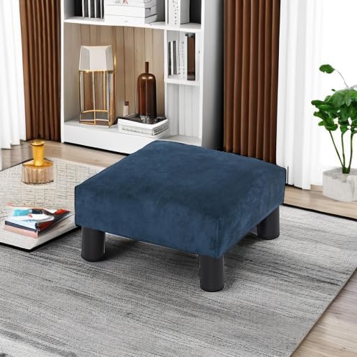 Joveco Small Foot Rest Stool Ottoman, 15" Fabric Square Short Low Footstool Upholstered Footrest