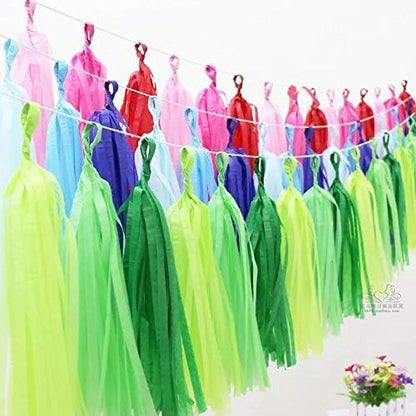 Pink Party Decorations,Hot Pink Light Pink and Pink Paper Tissue Tassel Garland Banner,15 Pcs