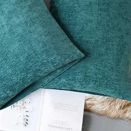 CaliTime Throw Pillow Covers Decorative 20 X 26 Inches Pack of 2 Cozy Chenille Standard Pillow