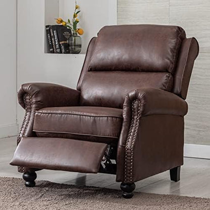 CANMOV Pushback Recliner Chair Faux Leather Armchair Push Back Recliner with Rivet Decoration