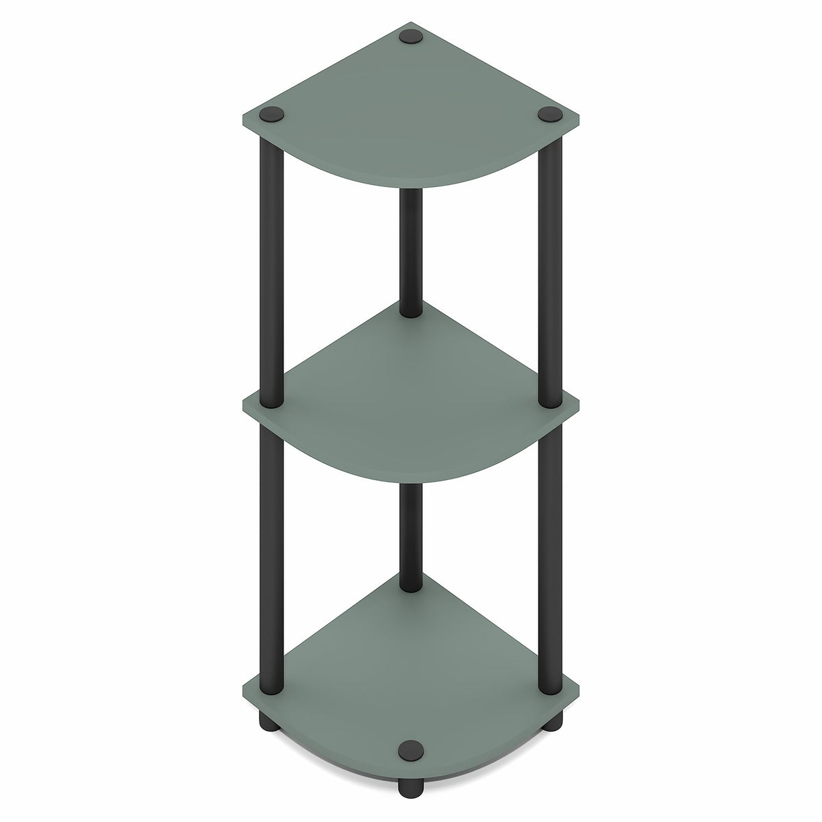 Furinno Turn-N-Tube Corner Shelf, 3-Tier Corner Bookshelf, Display Storage Shelves with Open