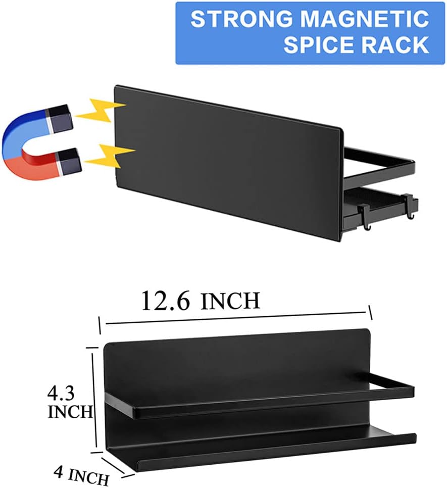 Magnetic Spice Rack for Refrigerator,Magnetic Shelf Fridge Organizer for Kitchen, Spice Rack Space