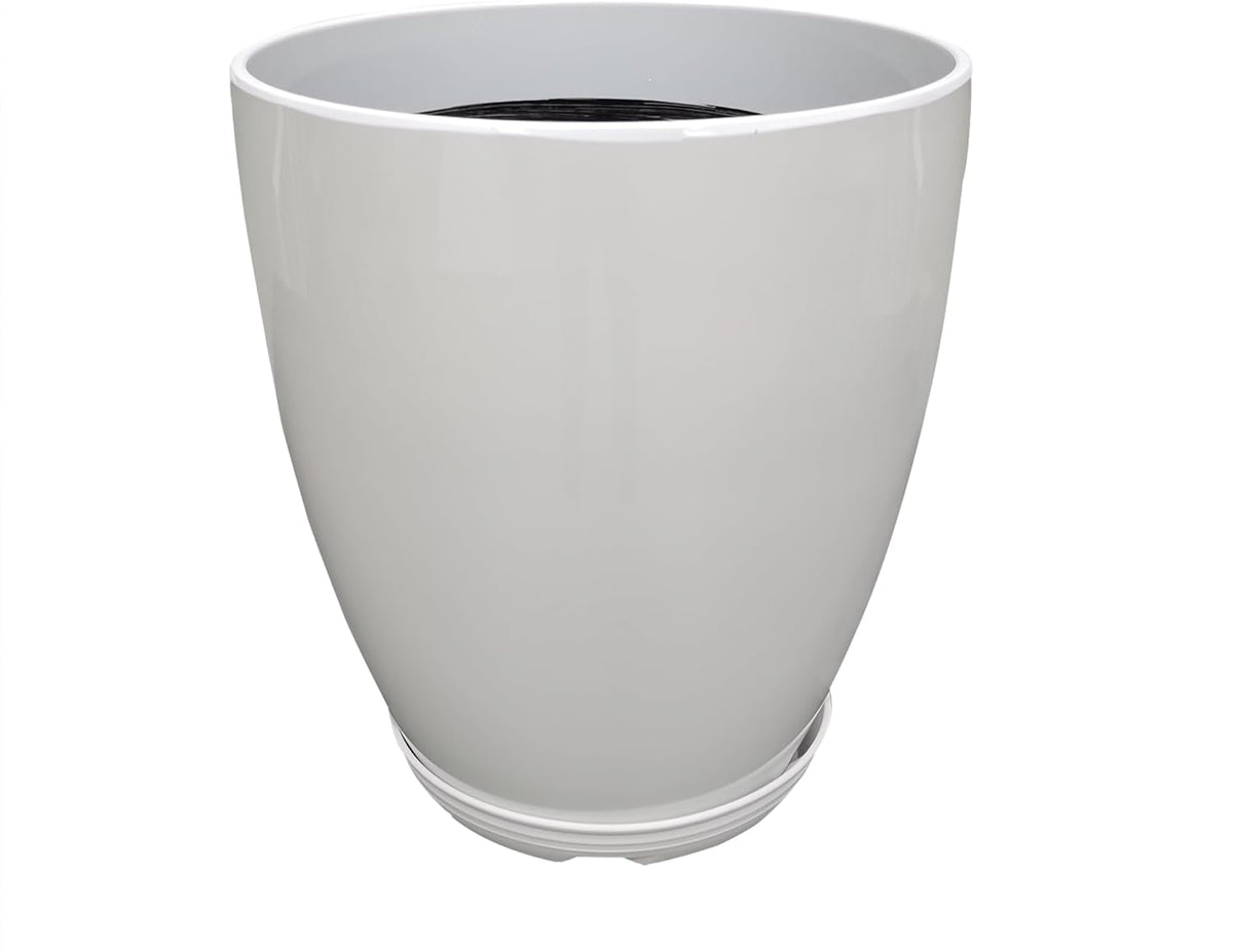 FixtureDisplays® 11.8" Diameter 11.8" Tall White Plant Pots, Plastic Flower Pots with Drainage