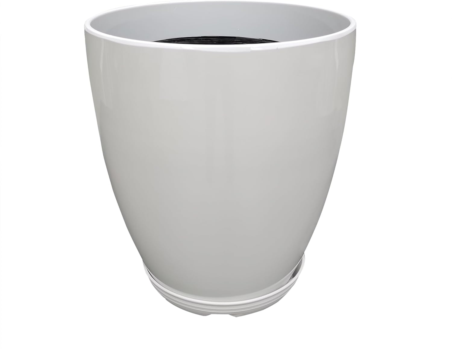 FixtureDisplays® 11.8" Diameter 11.8" Tall White Plant Pots, Plastic Flower Pots with Drainage