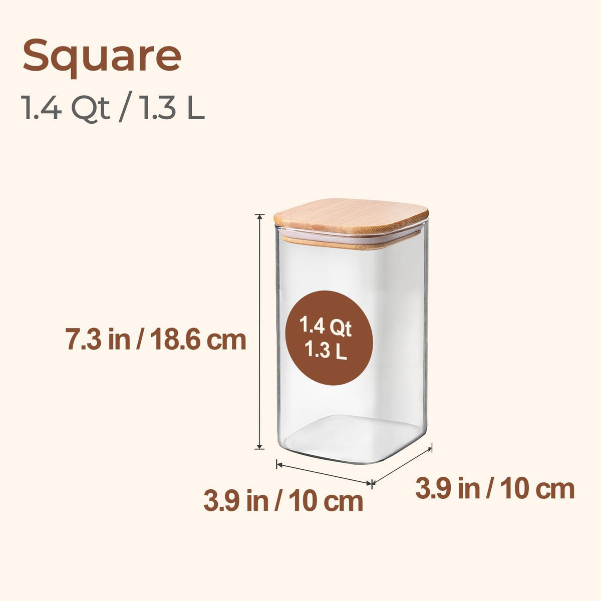 ComSaf 1.4 Qt Glass Storage Containers with Lids, Glass Jars with Lids, Clear Food Storage Jar