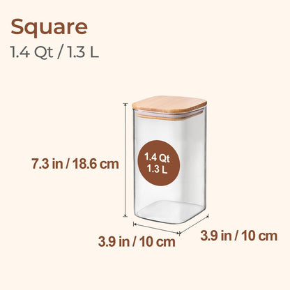 ComSaf 1.4 Qt Glass Storage Containers with Lids, Glass Jars with Lids, Clear Food Storage Jar