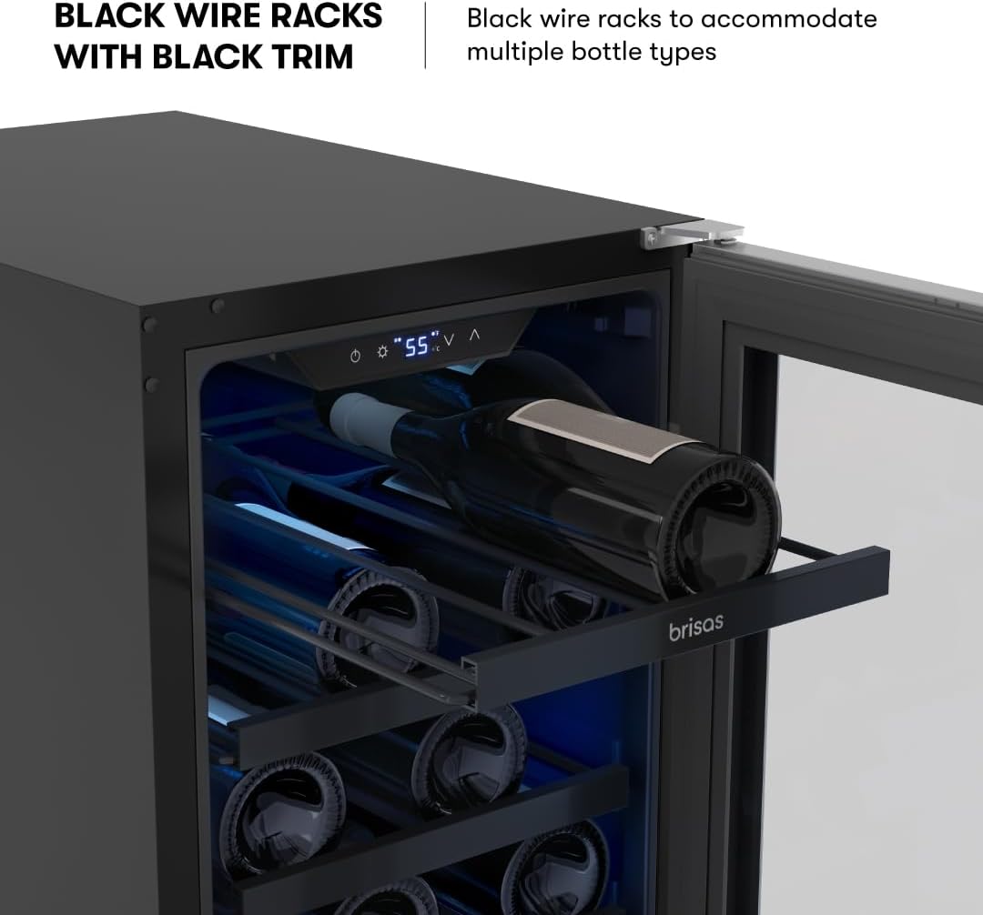 Zephyr Brisas 15 Inch Slim Wine Fridge Single Zone Under Counter - Narrow Mini Wine Cooler Small