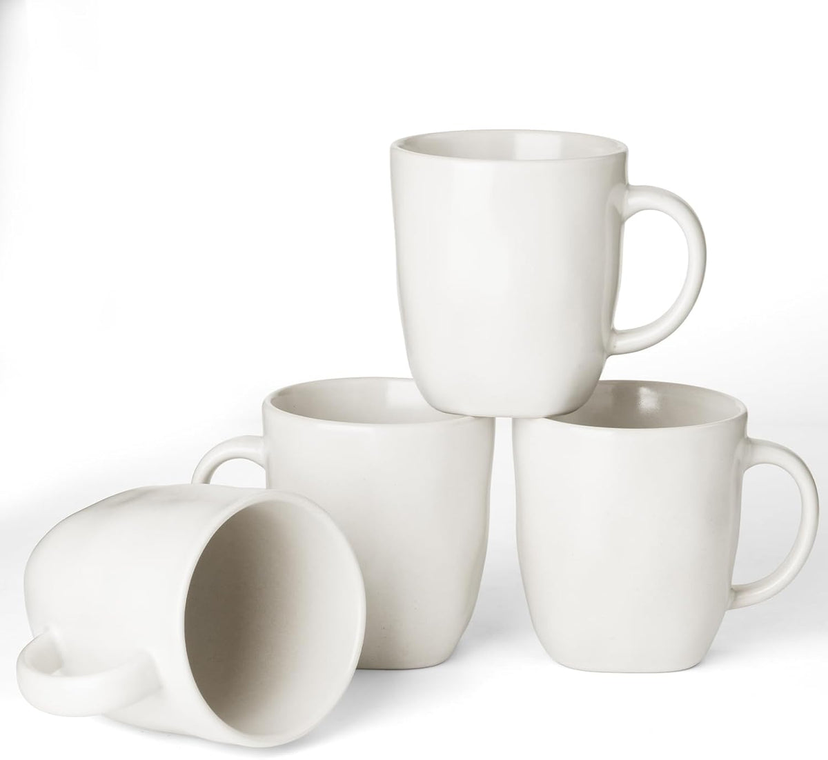 famiware Coffee Mugs Set of 4, Ocean Square 13oz Coffee Cup Set with Handle for Cocoa, Milk, Hot
