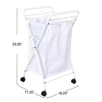 Household Essentials Rolling Laundry Hamper, Heavy Duty Canvas Bag, 2 Load Capacity, Foldable