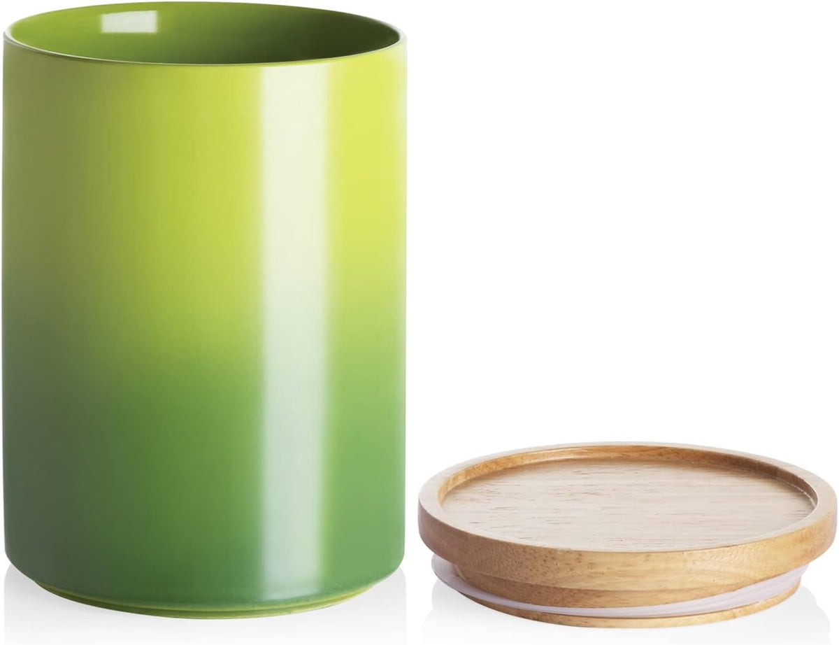 Sweejar Ceramic Food Storage Jar, Stackable Kitchen Canisters, Containers with Airtight Seal Wooden