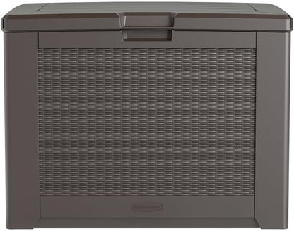 Rubbermaid Medium Resin Outdoor Storage Deck Box (74 Gal) Weather Resistant Brown Deck Organization