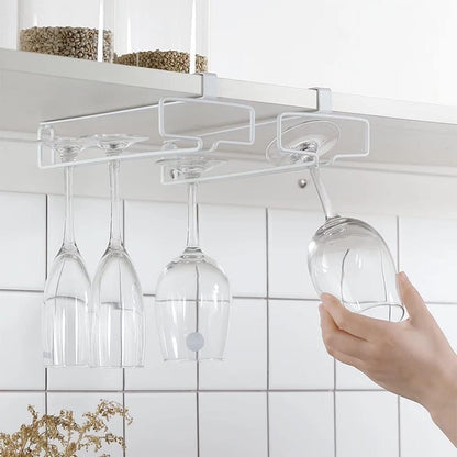 LINFIDITE 2 Pack Wine Glass Holder Stemware Rack Hanger Under Cabinet Wine Glass Rack Kitchen