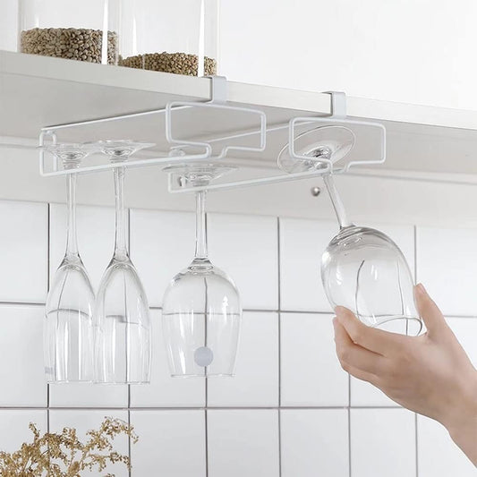 LINFIDITE 2 Pack Wine Glass Holder Stemware Rack Hanger Under Cabinet Wine Glass Rack Kitchen