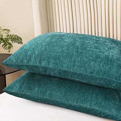 CaliTime Throw Pillow Covers Decorative 20 X 26 Inches Pack of 2 Cozy Chenille Standard Pillow