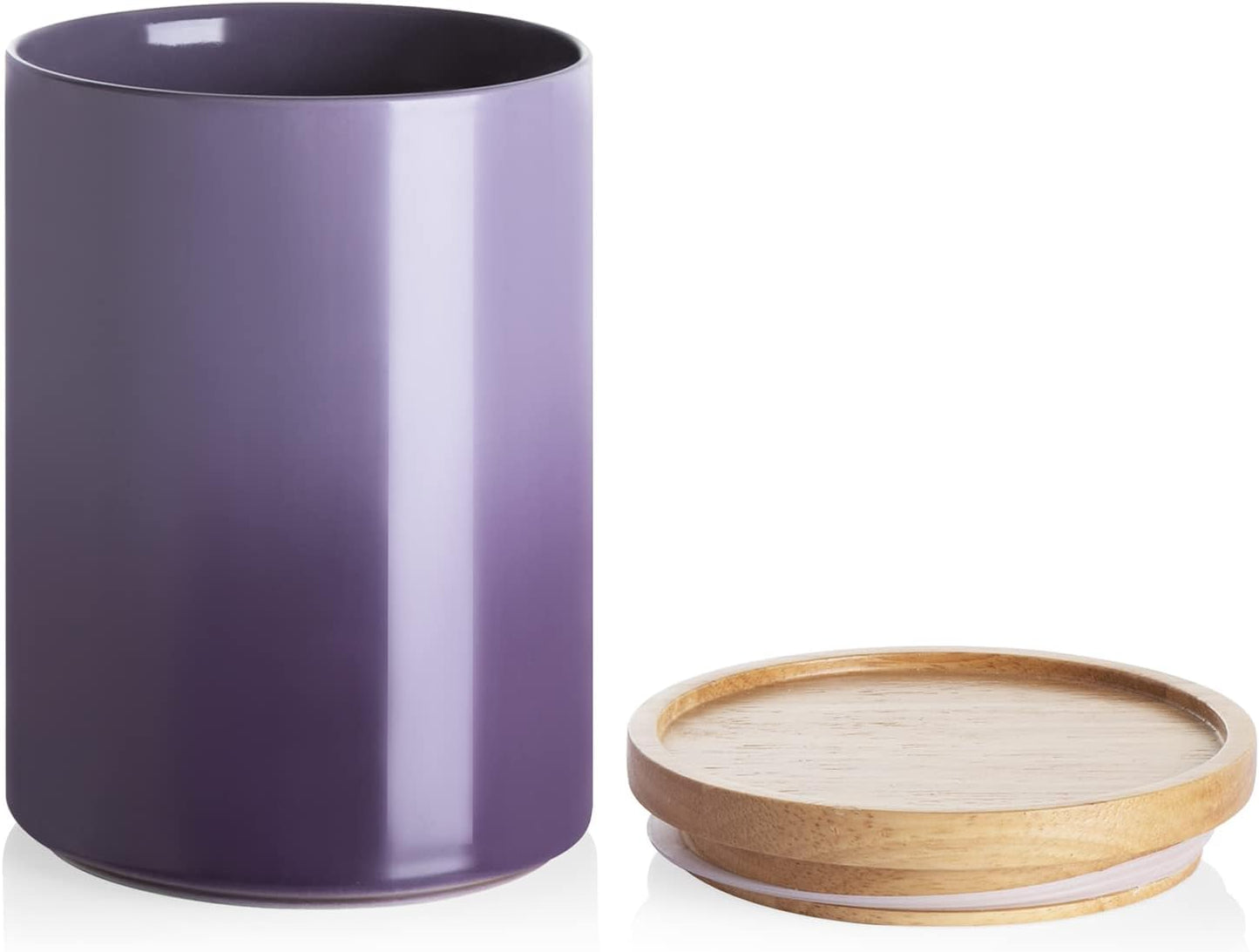 Sweejar Ceramic Food Storage Jar, Stackable Kitchen Canisters, Containers with Airtight Seal Wooden