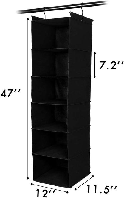MAX Houser 6 Tier Shelf Hanging Closet Organizer, Closet Hanging Shelf with 2 Sturdy Hooks for