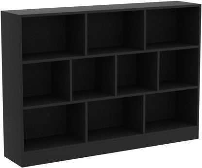 Cozy Castle Black Bookshelf, 3-Tier Open Shelf Bookcase, 10 Cube Storage Organizer with Anti-Tilt