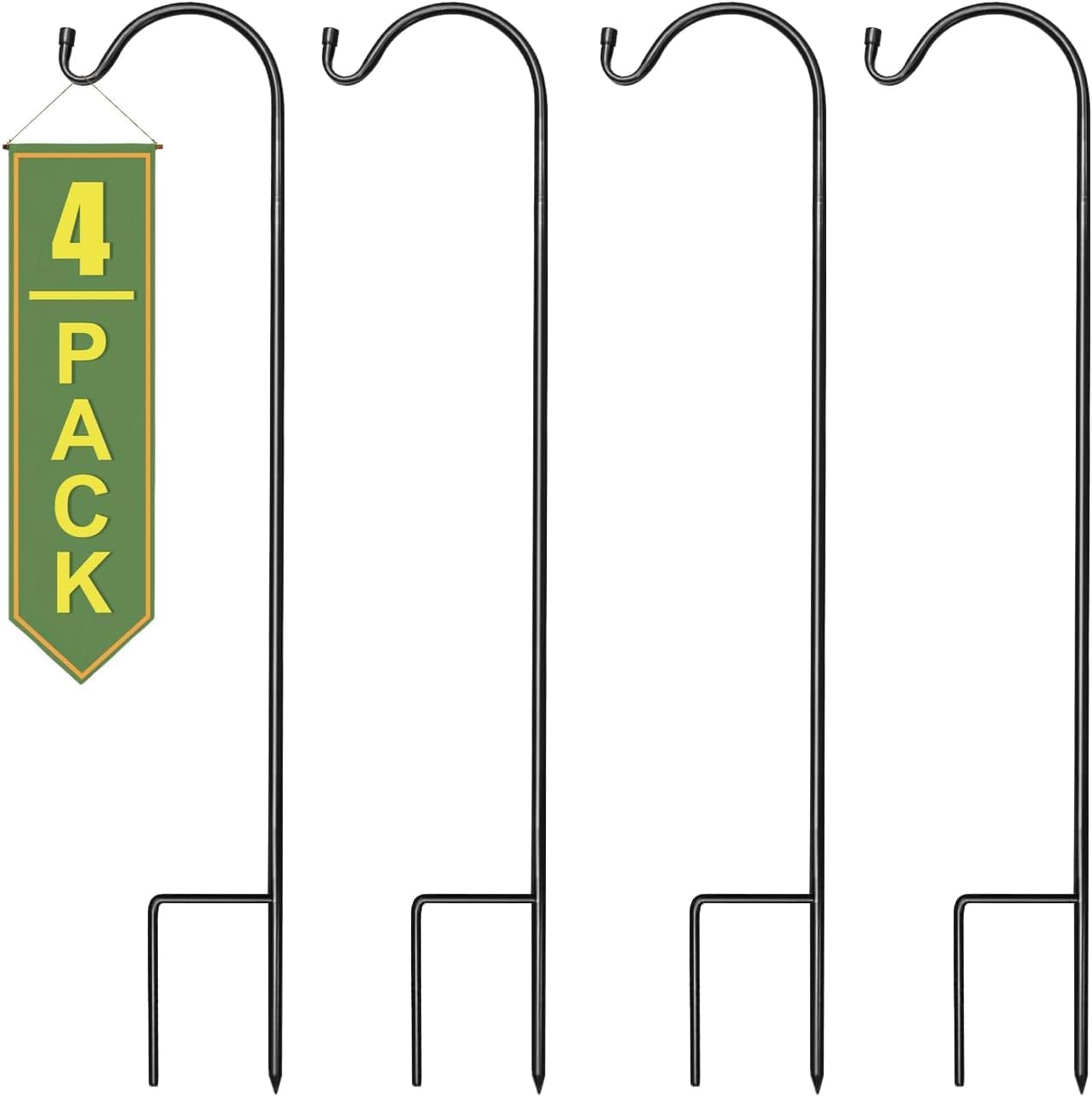 Sorbus® Shepherd's Hooks - Set of 4 Extendable Garden Planter Stakes for Bird Feeders, Outdoor