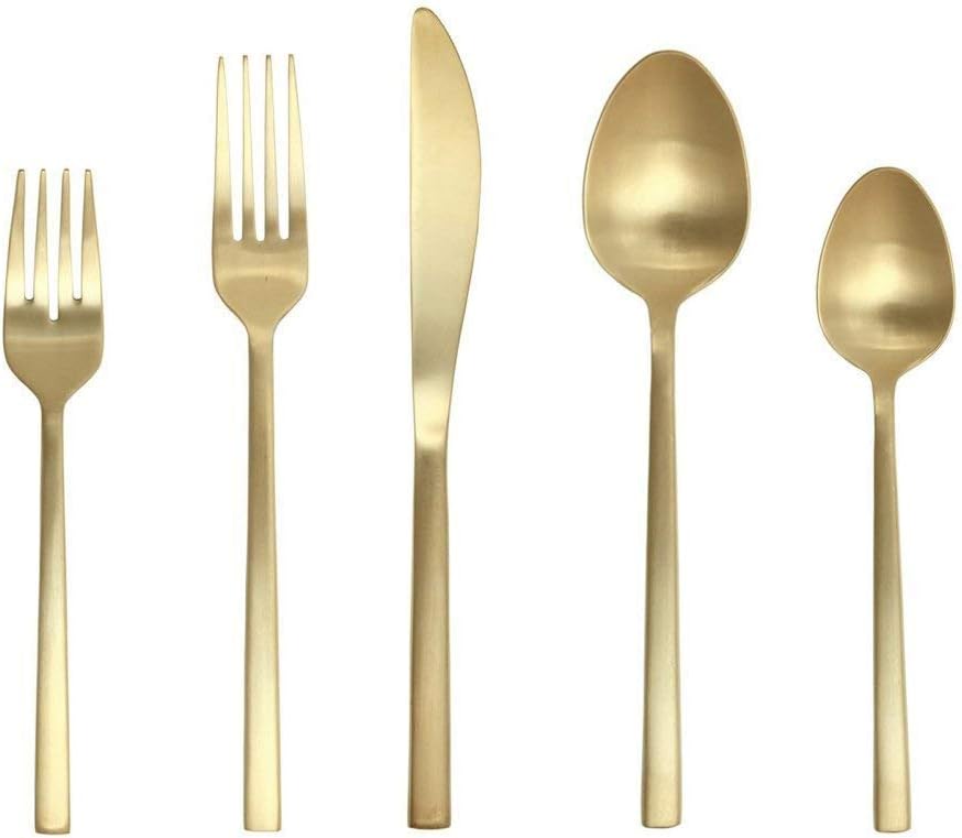 FORTESSA Arezzo 18/10 Stainless Steel Flatware, 20 Piece Place Setting With Table Knives, Forks and