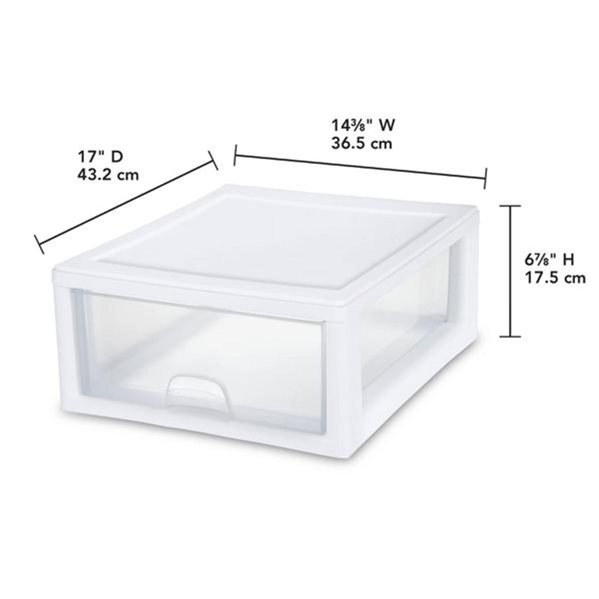Sterilite 6-Pack 16 Quart Stacking Drawer, Clear Storage Closet Organizer, White Frame - Stackable