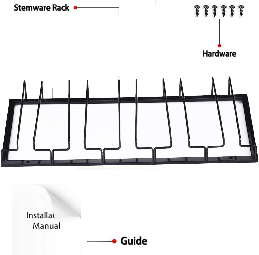 Wine Glass Rack - Under Cabinet Stemware Wine Glass Holder Glasses Storage Hanger 1 Pack Metal