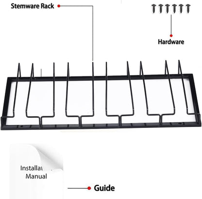 Wine Glass Rack - Under Cabinet Stemware Wine Glass Holder Glasses Storage Hanger 1 Pack Metal