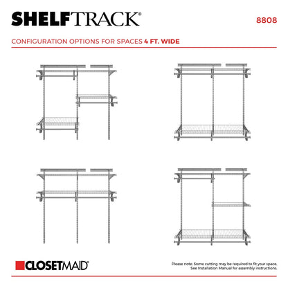 ClosetMaid ShelfTrack Wire Closet Organizer System, Adjustable from 4 to 6 Ft., with Shelves