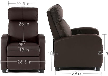 BestMassage | Recliner Chair | No Massage Function | Pu Brown | with Lumbar Support, Adjustable