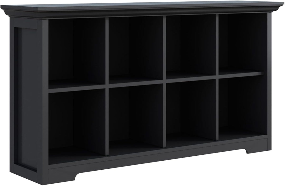 Cube Shelf Bookcase with Base - Wooden 2 Tiers Floor Standing Low Storage Cabinet for Home and