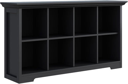 Cube Shelf Bookcase with Base - Wooden 2 Tiers Floor Standing Low Storage Cabinet for Home and