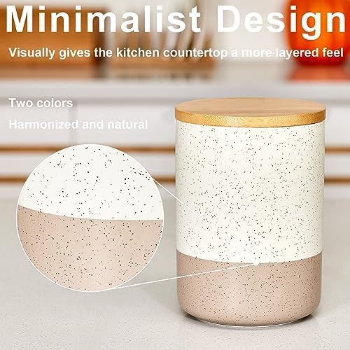 Yangbaga Canister Sets for Kitchen Counter, 40 OZ Large Ceramic Food Storage Jars with Airtight