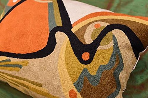 Lumbar Modern Pillow Cover - Kandinsky in Flow Burnt Orange Abstract Farmhouse Pillowcase Modern