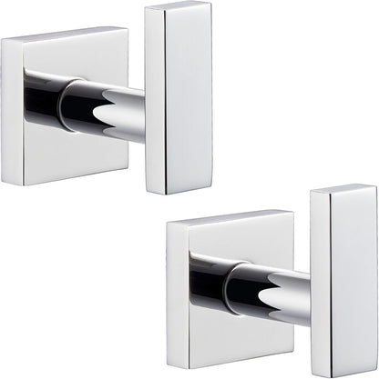 Angle Simple Bath Towel Hook 2 Pack, Stainless Steel Square Robe Coat Holder for Wall, Bathroom