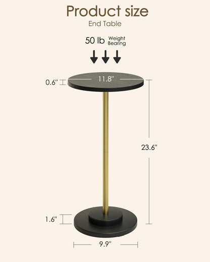 Masupu Drink Table, Round Side Table for Small Spaces, Pedestal Side Table, Small End Table with