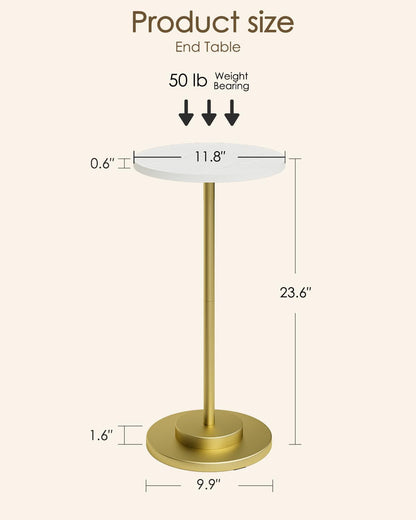 Masupu Drink Table, Round Side Table for Small Spaces, Pedestal Side Table, Small End Table with