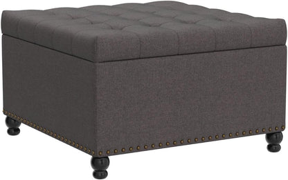 Tbfit Large Square Storage Ottoman Bench, Tufted Upholstered Coffee Table with Storage, Oversized