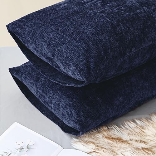 CaliTime Throw Pillow Covers Decorative 20 X 26 Inches Pack of 2 Cozy Chenille Standard Pillow