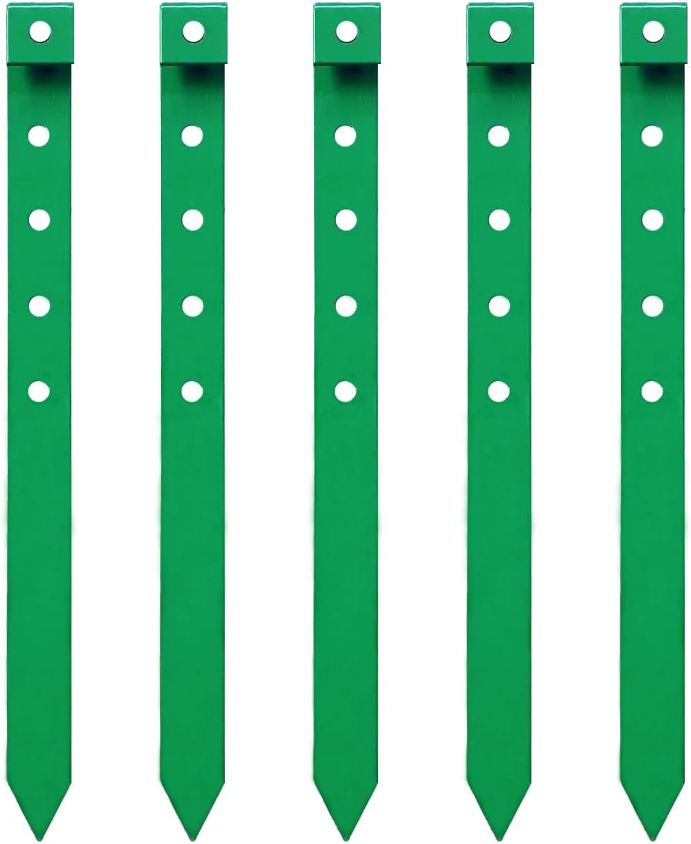 24Pcs Metal Garden Landscape Edging Stakes Green,10in anchoring Stakes Landscape Anchoring Spikes
