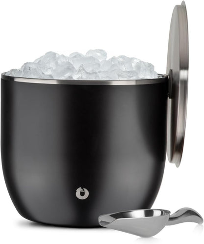 SNOWFOX XL Premium Vacuum Insulated Double Wall Stainless Steel Ice Bucket with Lid/Scoop, Bar