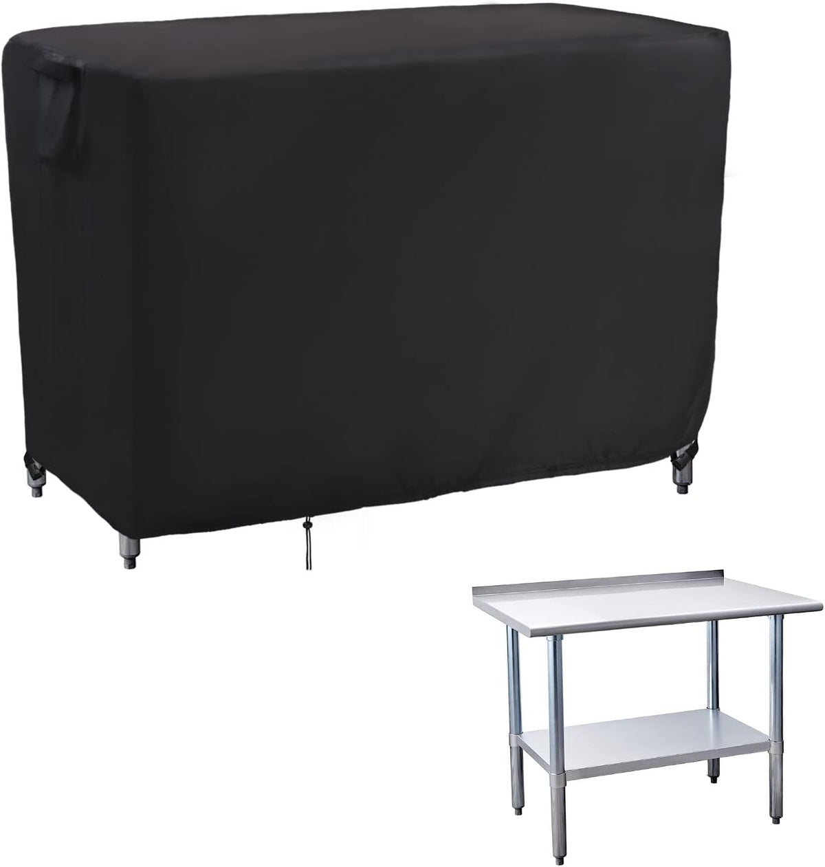 Kingling Outdoor Table Cover 48 Inch, Waterproof Stainless Steel Table Cover Metal BBQ Table Covers