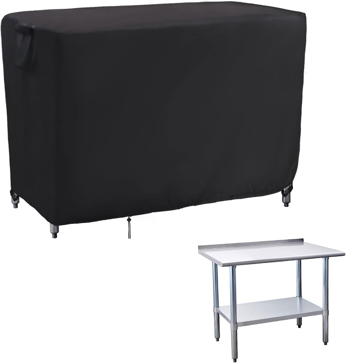 Kingling Outdoor Prep Table Cover 48 Inch, Waterproof Stainless Steel Table Cover Metal Outdoor