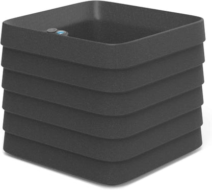 Crescent Garden TruDrop Self Watering Slat Square Box Planter - Indoor Outdoor Planter Box with