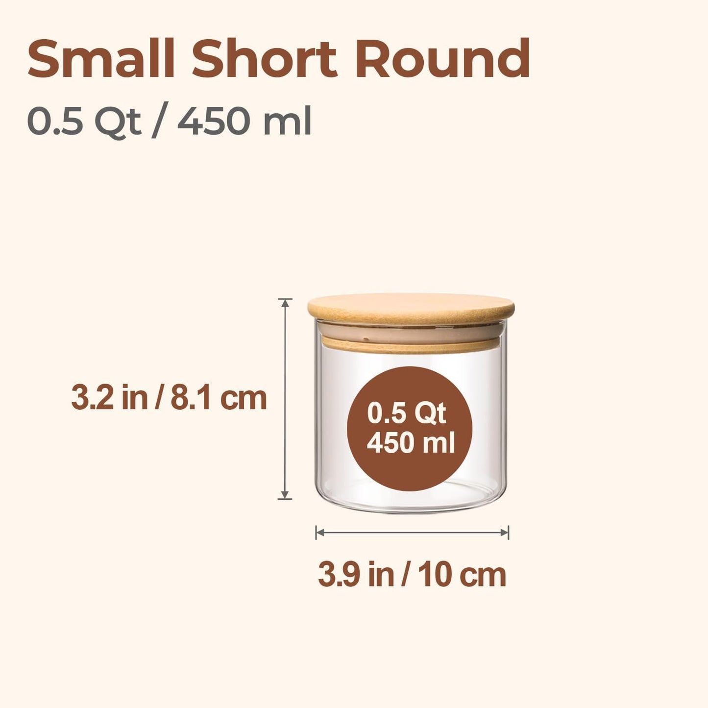 ComSaf 0.5 Qt Glass Food Storage Jars Set of 6, Clear Glass Storage Containers with Lids, Pantry