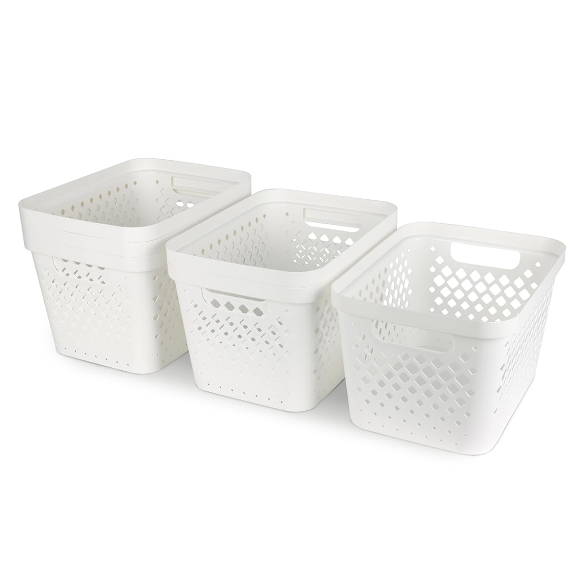 Glad Plastic Storage Basket Set, Value Pack of 6 | Open Storage Bins for Shelves, Bathroom, Pantry