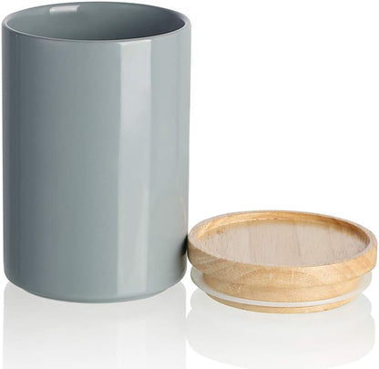 Sweejar Kitchen Canisters Ceramic Food Storage Jar, Stackable Containers with Airtight Seal Wooden