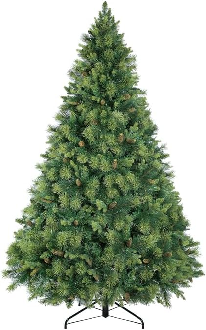 Naomi Home 7.5ft Christmas Tree with Lights, Realistic Traditional Prelit with Pine Cones, Foot