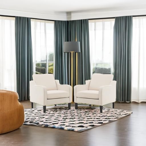 VINGLI Modern Accent Chairs Set of 2, Beige Living Room Chairs Comfy Armchair for Bedroom