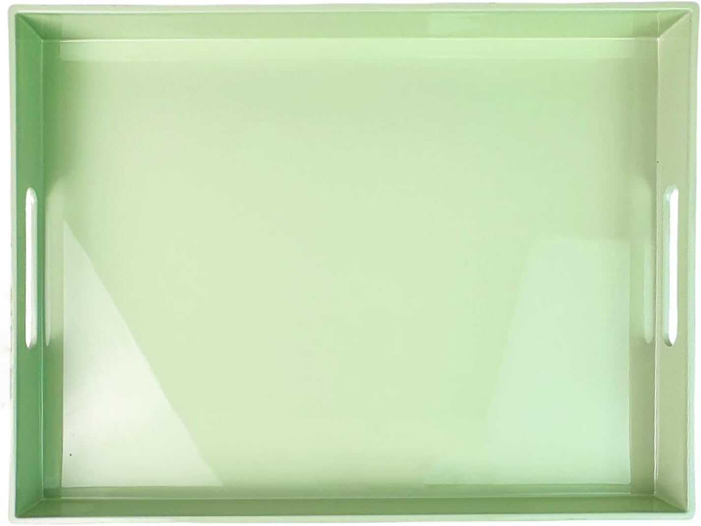 Turquoise Green Decorative Tray, Rectangular Large Serving Tray with Handles, Plastic Coffee Table